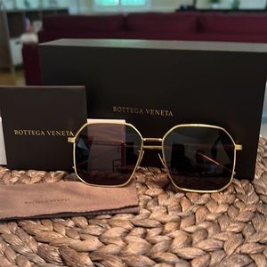 Bottega Veneta Octagon Gold Frame Sunglasses
